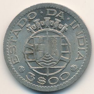 Португальская Индия, 3 эскудо (1958 г.)