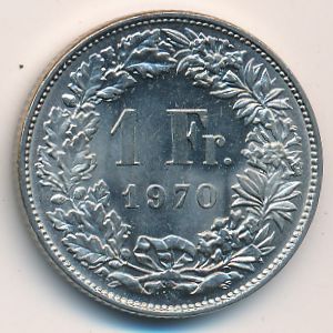 Швейцария, 1 франк (1970 г.)