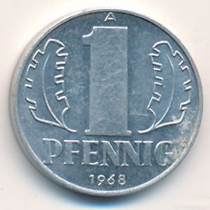 ГДР, 1 пфенниг (1968 г.)