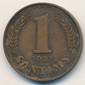Латвия, 1 сантим (1937 г.)