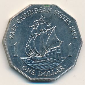 Восточные Карибы, 1 доллар (1991 г.)