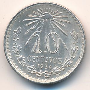 Мексика, 10 сентаво (1934 г.)