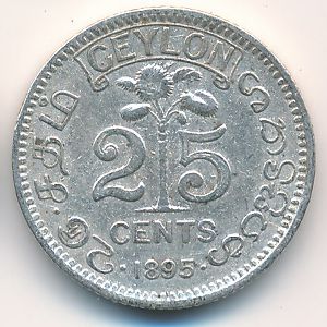 Цейлон, 25 центов (1895 г.)