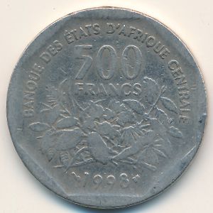 Equatorial African States, 500 francs, 1998