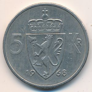 Норвегия, 5 крон (1968 г.)