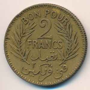 Тунис, 2 франка (1924 г.)