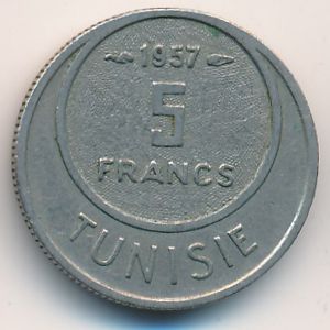 Тунис, 5 франков (1957 г.)