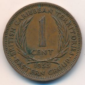 Восточные Карибы, 1 цент (1955 г.)
