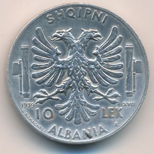 Албания, 10 лек (1939 г.)