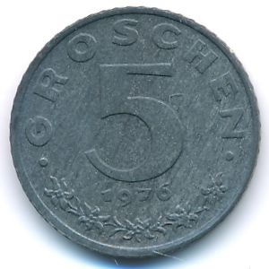 Austria, 5 groschen, 1976