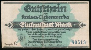 Либенверда., 100 марок (1922 г.)