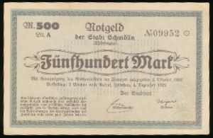 Шмёльн., 500 марок (1922 г.)