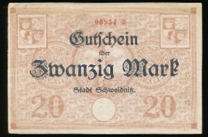 Швейдниц., 20 марок (1918 г.)