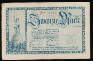 Детмольд., 20 марок (1918 г.)