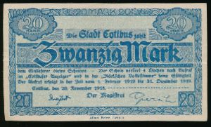 Котбус., 20 марок (1918 г.)