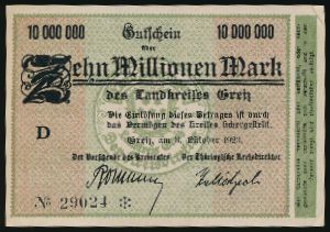 Грайц., 10000000 марок (1923 г.)