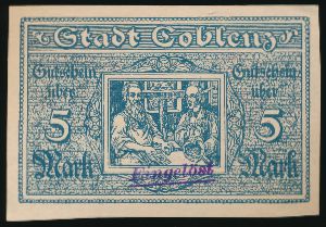 Кобленц., 5 марок (1918 г.)