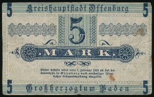 Оффенбург., 5 марок (1919 г.)