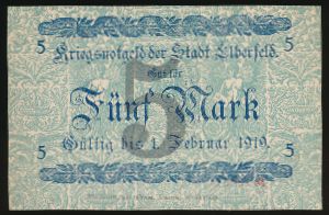 Эльберфельд., 5 марок (1918 г.)