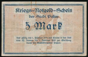 Пассау., 5 марок (1919 г.)