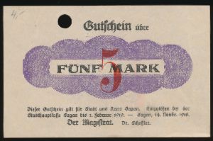 Жагань., 5 марок (1919 г.)