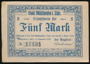 Мюльхаузен., 5 марок (1918 г.)