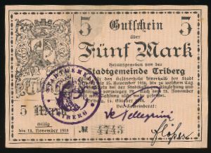 Триберг-им-Шварцвальд., 5 марок (1918 г.)