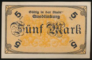 Кведлинбург., 5 марок (1918 г.)