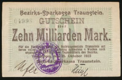 Traunstein, 10000000000 марок, 1923
