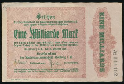Штольберг., 1000000000 марок (1923 г.)