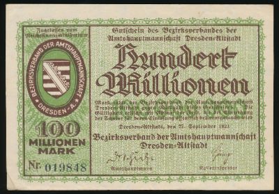 Дрезден., 100000000 марок (1923 г.)