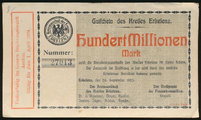 Эркеленц., 100000000 марок (1923 г.)