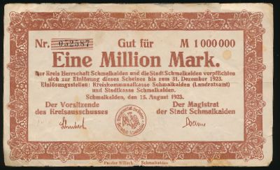 Шмалькальден., 1000000 марок (1923 г.)