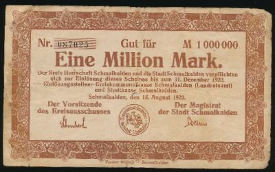 Schmalkalden., 1000000 марок, 1923
