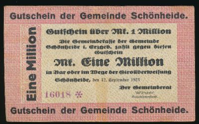 Шёнхайде., 1000000 марок (1923 г.)