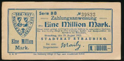 Штраубинг., 1000000 марок (1923 г.)