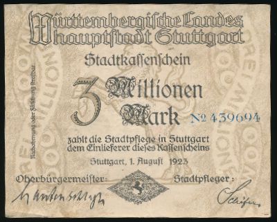 Stuttgart., 3000000 марок, 1923