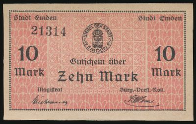Эмден., 10 марок (1919 г.)