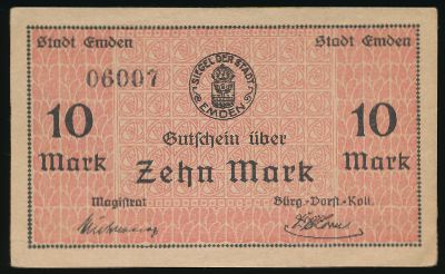 Эмден., 10 марок (1919 г.)