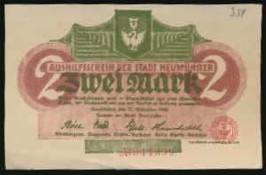 Ноймюнстер., 2 марки (1918 г.)