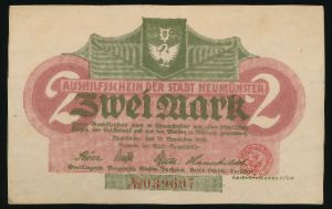 Ноймюнстер., 2 марки (1918 г.)