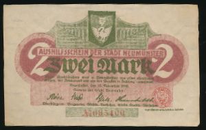 Ноймюнстер., 2 марки (1918 г.)