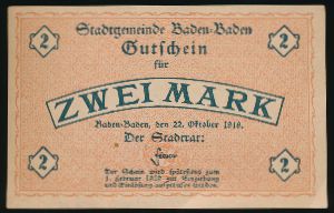 Баден-Баден., 2 марки (1918 г.)