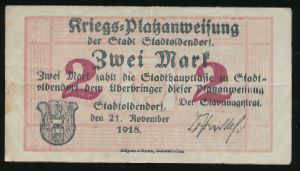 Штадтольдендорф., 2 марки (1918 г.)