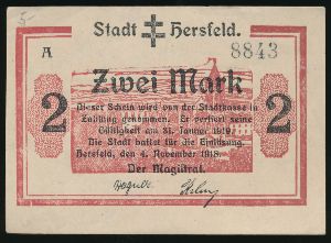 Херсфельд., 2 марки (1919 г.)
