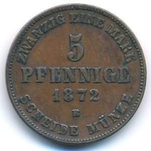Мекленбург-Шверин, 5 пфеннигов (1872 г.)