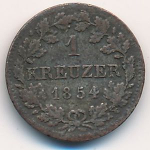 Бавария, 1 крейцер (1854 г.)