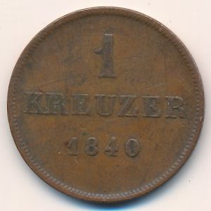 Шварцбург-Рудольфштадт, 1 крейцер (1840 г.)
