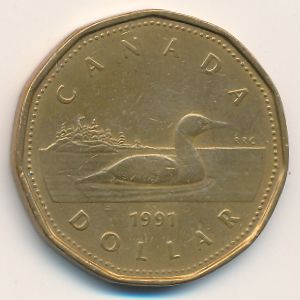 Канада, 1 доллар (1991 г.)