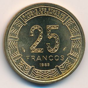 Экваториальная Гвинея, 25 франков (1985 г.)